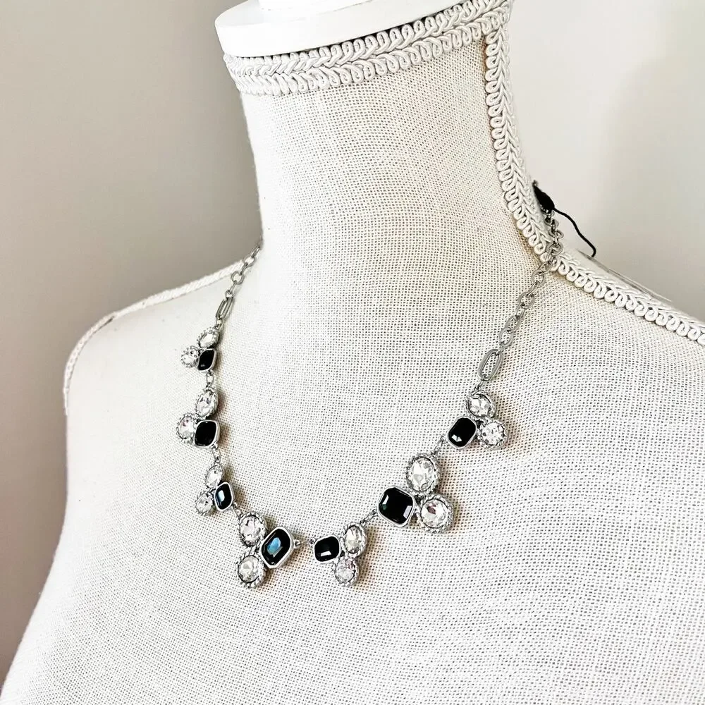 NEW White House Black Market Black & Crystal Statement Necklace